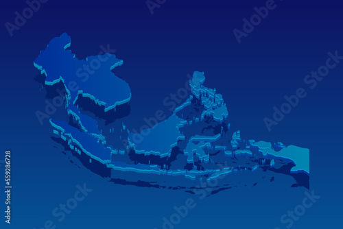 map of Southeast Asia on blue background. Vector modern isometric concept greeting Card illustration eps 10.
