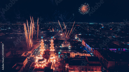 fireworks over the city