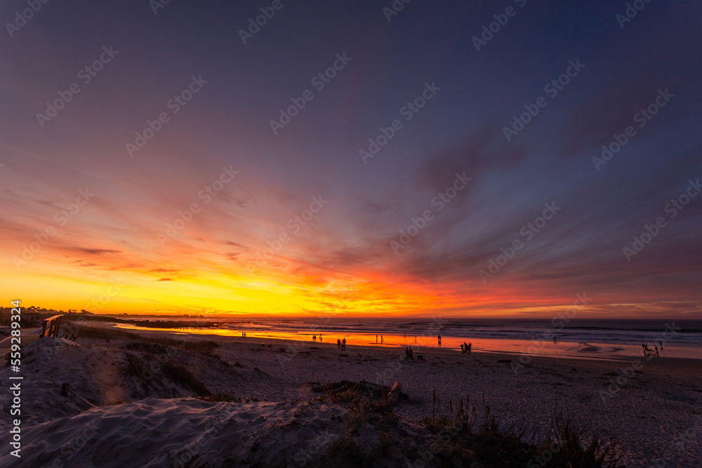 A beautiful sunset skies over the Pacific Ocean in California