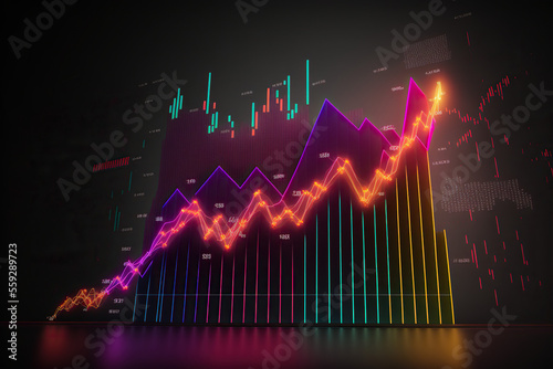 stock market charts and graphs, business concept generative ai illustration