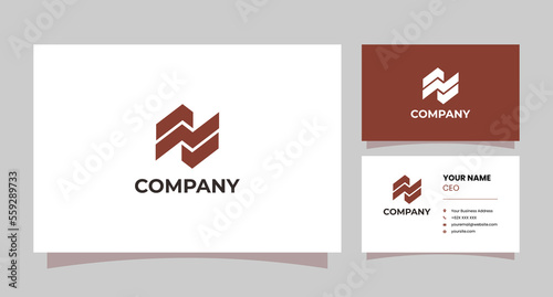 Logo combination letter Z or N and graphic up symbolize profit or process with business card