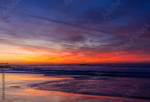 A beautiful sunset skies over the Pacific Ocean in California