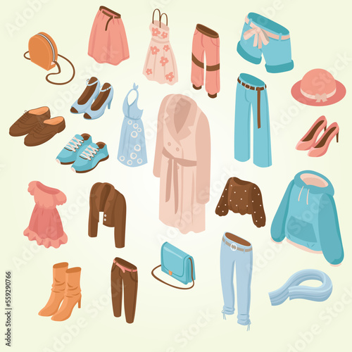 illustration fashion clothes clothing style set