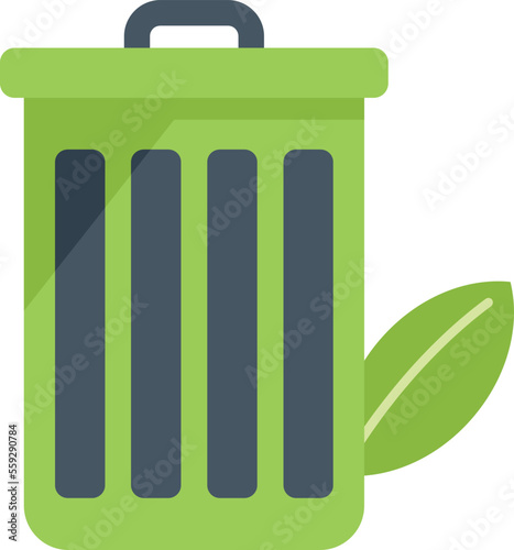 Recycle bin icon flat vector. Leaf save. Ecology tree isolated