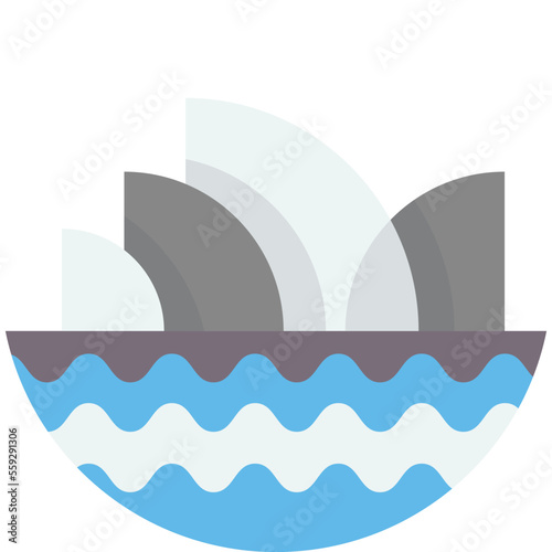 buildings and river illustration in minimal style