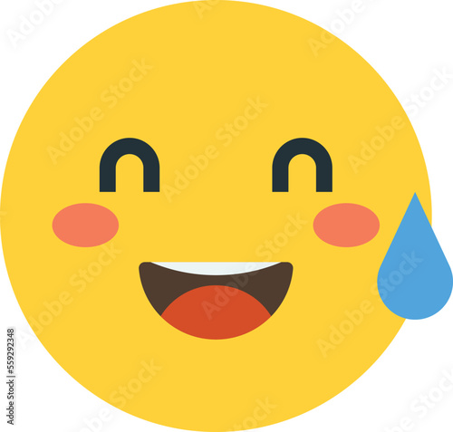 Smiling face emoji with sweat illustration in minimal style