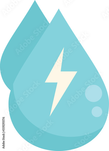 Water drop energy icon flat vector. Hydro power. Station plant isolated