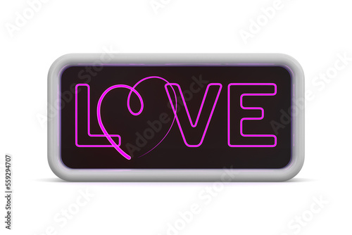 Neon red love on white back...
