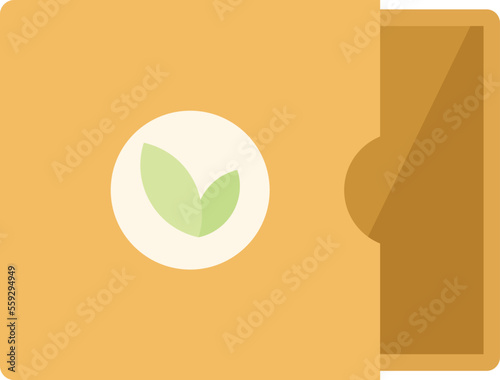 Eco leaf box icon flat vector. Paper food. Pack kraft isolated