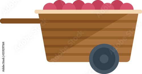 Farm wood cart icon flat vector. Garden farming. Food production isolated
