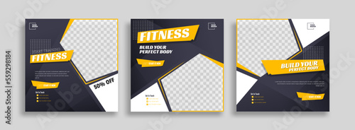 fitness training social media post template design. social story for fitness, gym, build body.