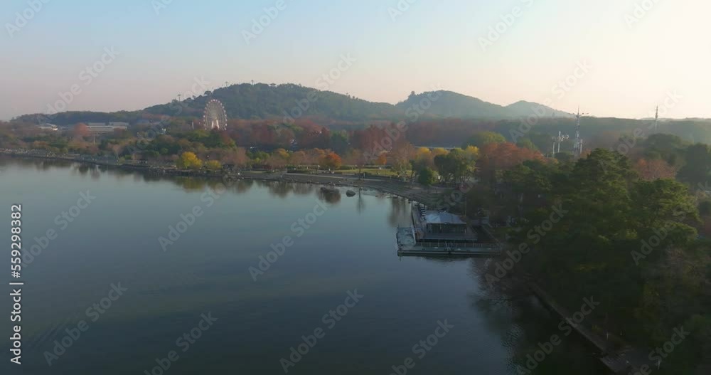 Autumn scenery of Wuhan East Lake Wetland Park Scenic Area Autumn scenery of Wuhan East Lake Wetland Park Scenic Area