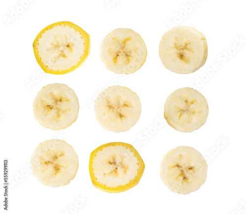 sliced peeled banana in transparent png