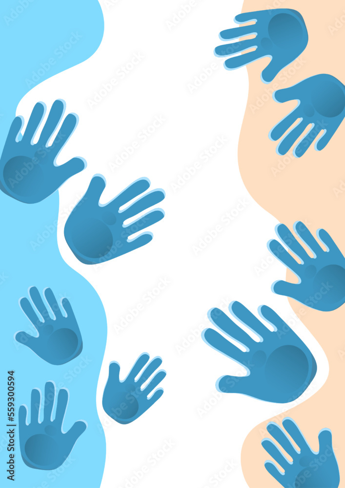 Abstract background, prints of children's palms. Vector