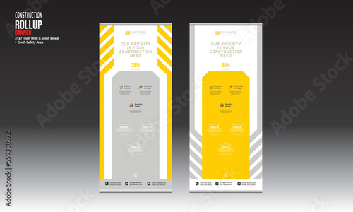 construction vector roll up banner design for contractor company use