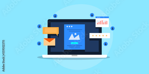 User onboarding customer successfully using web application for personal and business purposes, internet technology concept. Web banner template.