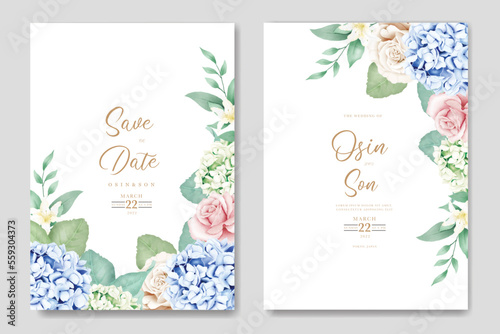 beautiful Floral Hydrangea Wedding Invitation card 