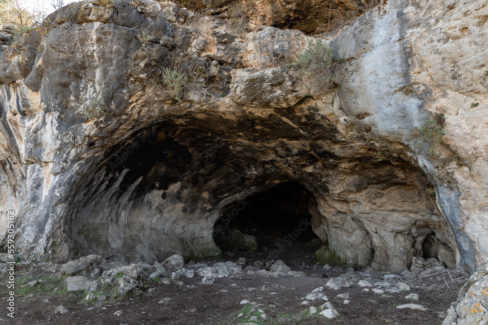 The cave  in the Carmel forest near Haifa city in northern Israel
