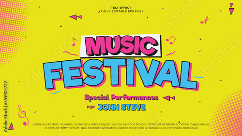 music festival funny theme text effect with groove and pop style