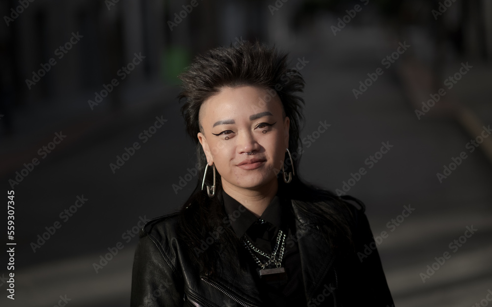 M., a queer and nonbinary person, expresses themselves at Union Square in San Francisco.