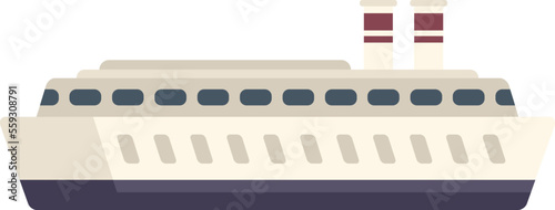 Sea ferry icon flat vector. Boat water. Cargo front isolated