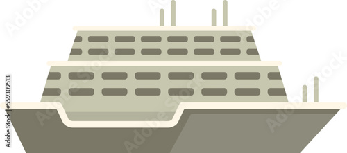 Cruise ferry icon flat vector. Ship river. Cargo front isolated