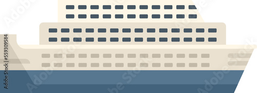 Ferry transport icon flat vector. River ship. Cargo ferryboat isolated