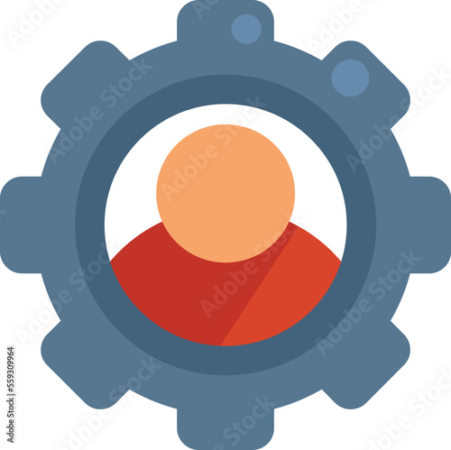 Gear man expertise icon flat vector. Business expert. Control work isolated