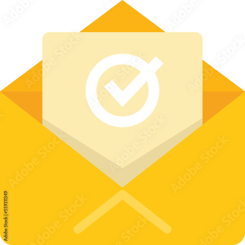 Approved mail icon flat vector. Business quality. Control complete isolated