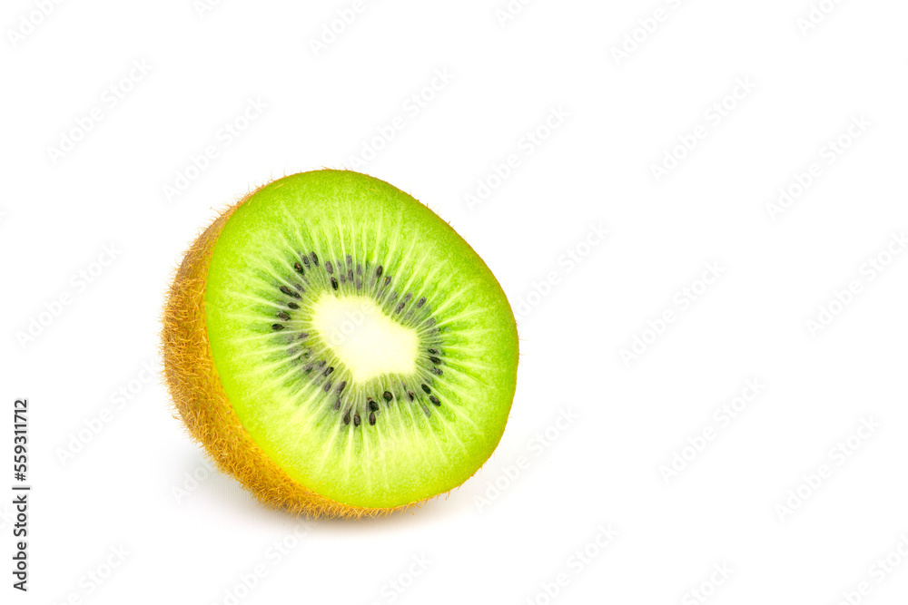 Ripe whole kiwi fruit and half kiwi fruit isolated on white background Ripe whole kiwi fruit and half kiwi fruit isolated on white background