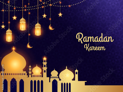 Ramadan kareem greeting card islamic background design vector illustration