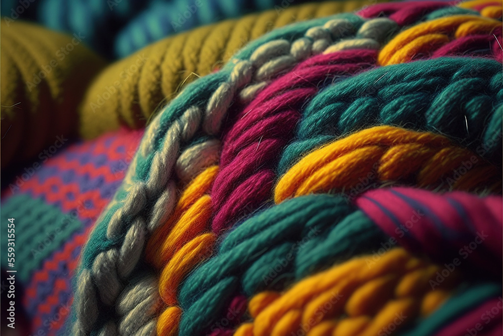 Knitted Wool Macro Close Up - Rainbow Colours