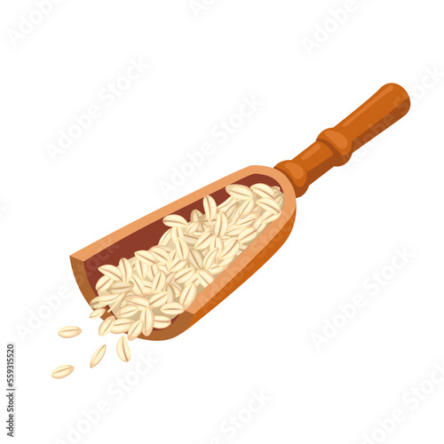 oatmeal wooden spoon cartoon. food organic, cereal ingredient, healthy white, breakfast grain, diet raw, porridge dry oatmeal wooden spoon vector illustration