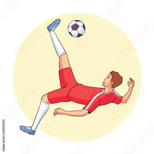 a striker takes an overhead kick