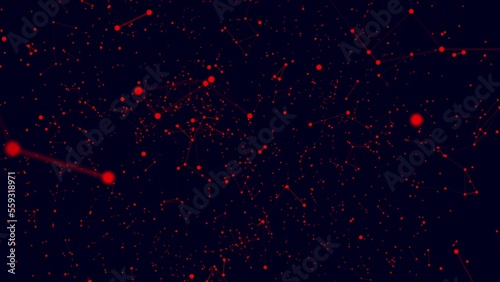 Graphic red plexus dark background. Abstract polygonal loop background with connected lines and dots. Minimalistic geometric pattern. Molecular structure and communication. Science  medicine