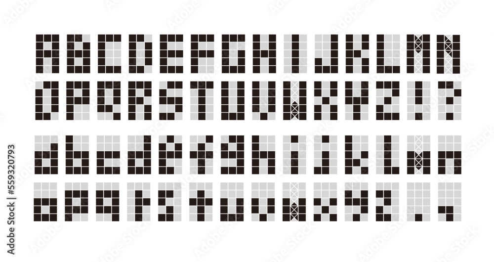 Fototapeta premium デジタル表示 アルファベット 英字 文字 大文字小文字セット