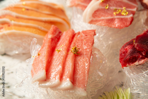 Tuna sashimi in various parts photo