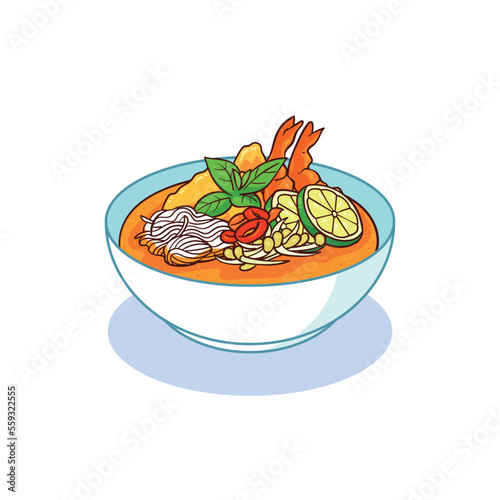 hand drawn laksa food