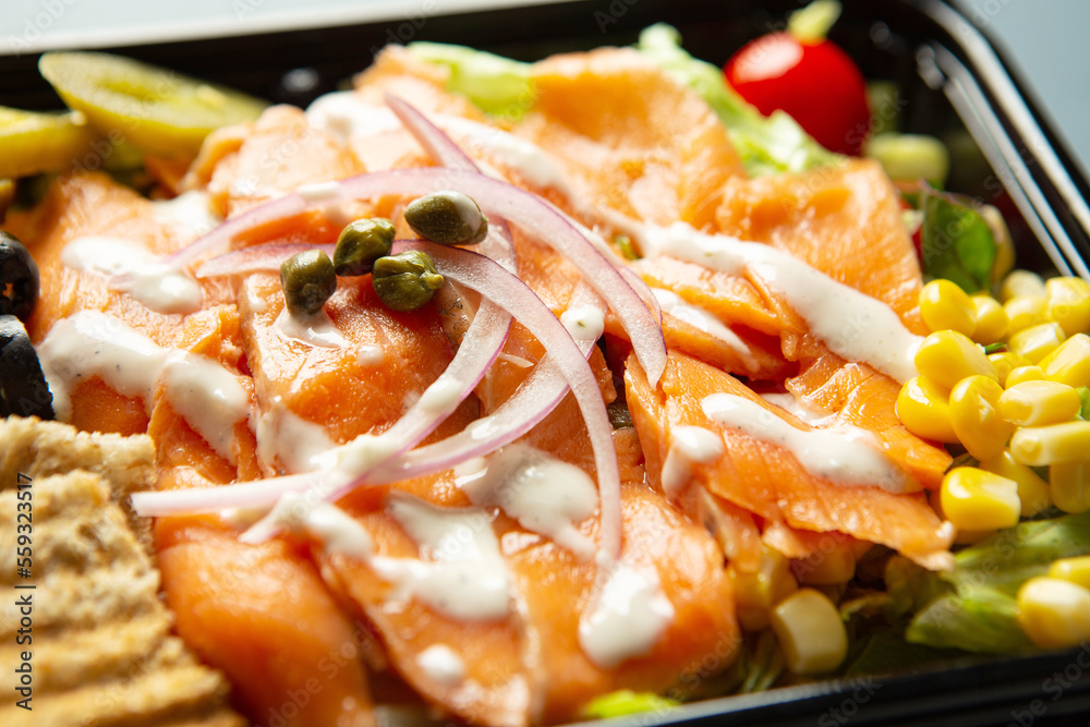Fresh Vegetable Salmon Salad with Sauce