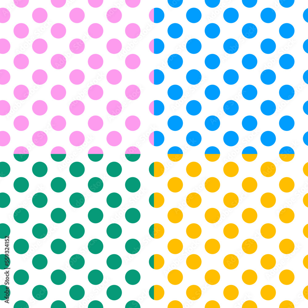 Set of abstract background with polka dot colors.