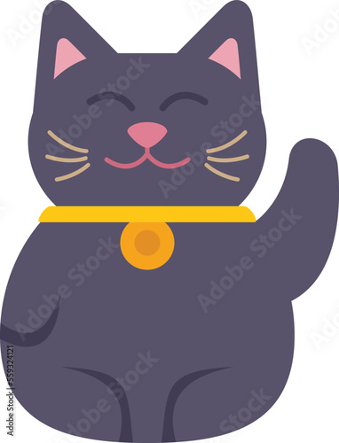 Japanese lucky cat icon flat vector. Japan neko. Chinese money isolated