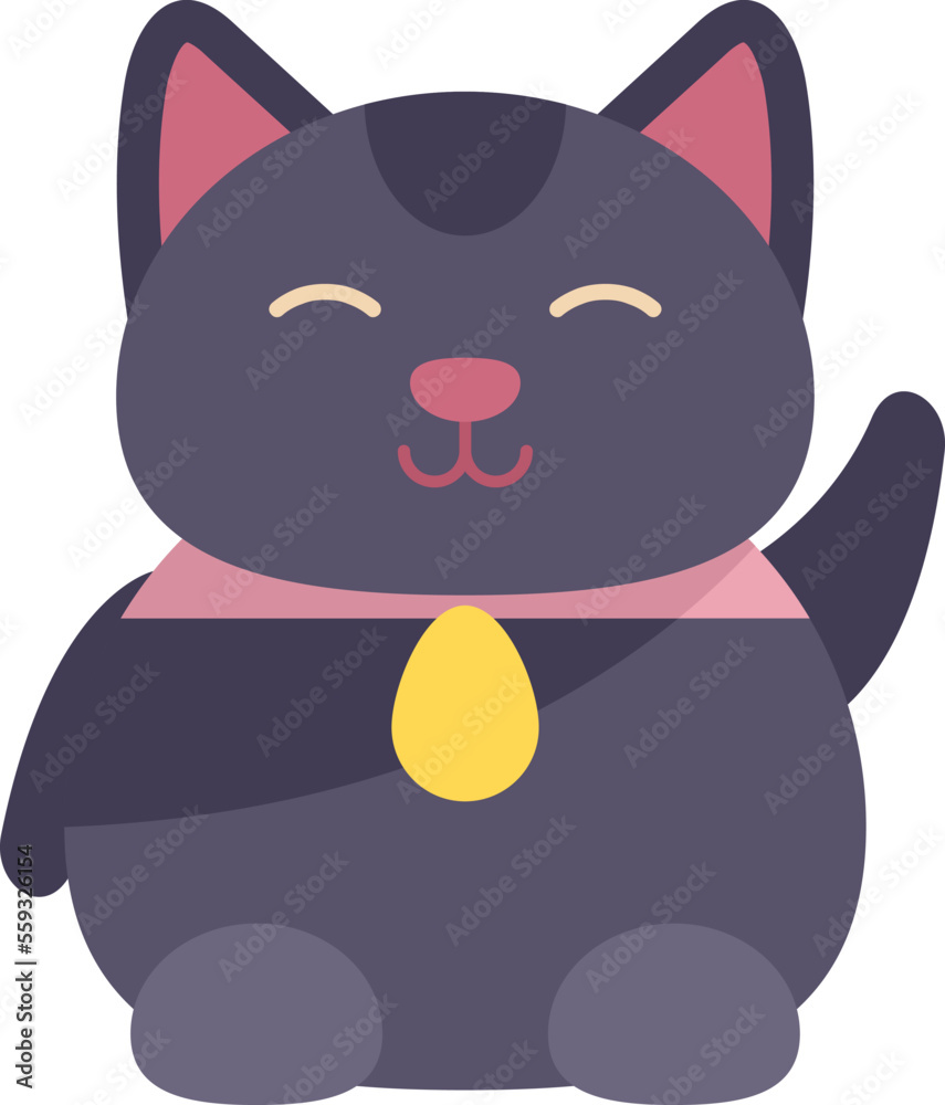 Coin lucky cat icon flat vector. Japan neko. Chinese money isolated Coin lucky cat icon flat vector. Japan neko. Chinese money isolated