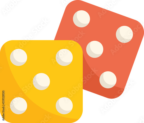 Lucky charm dice icon flat vector. Maneki daruma. Amulet luck isolated