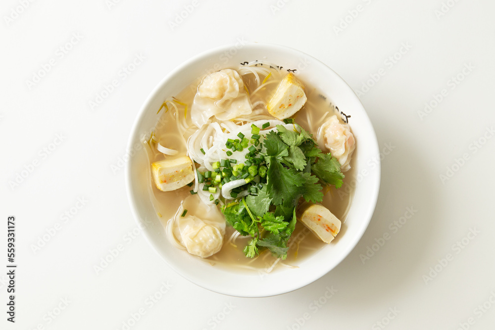 Fish cake on Vietnamese rice noodles Fish cake on Vietnamese rice noodles