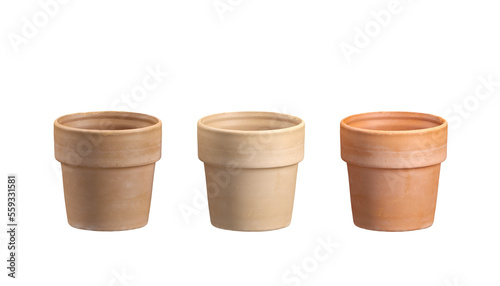 Vászonkép Minimal empty clay pots cut out transparent backgrounds 3d illustration