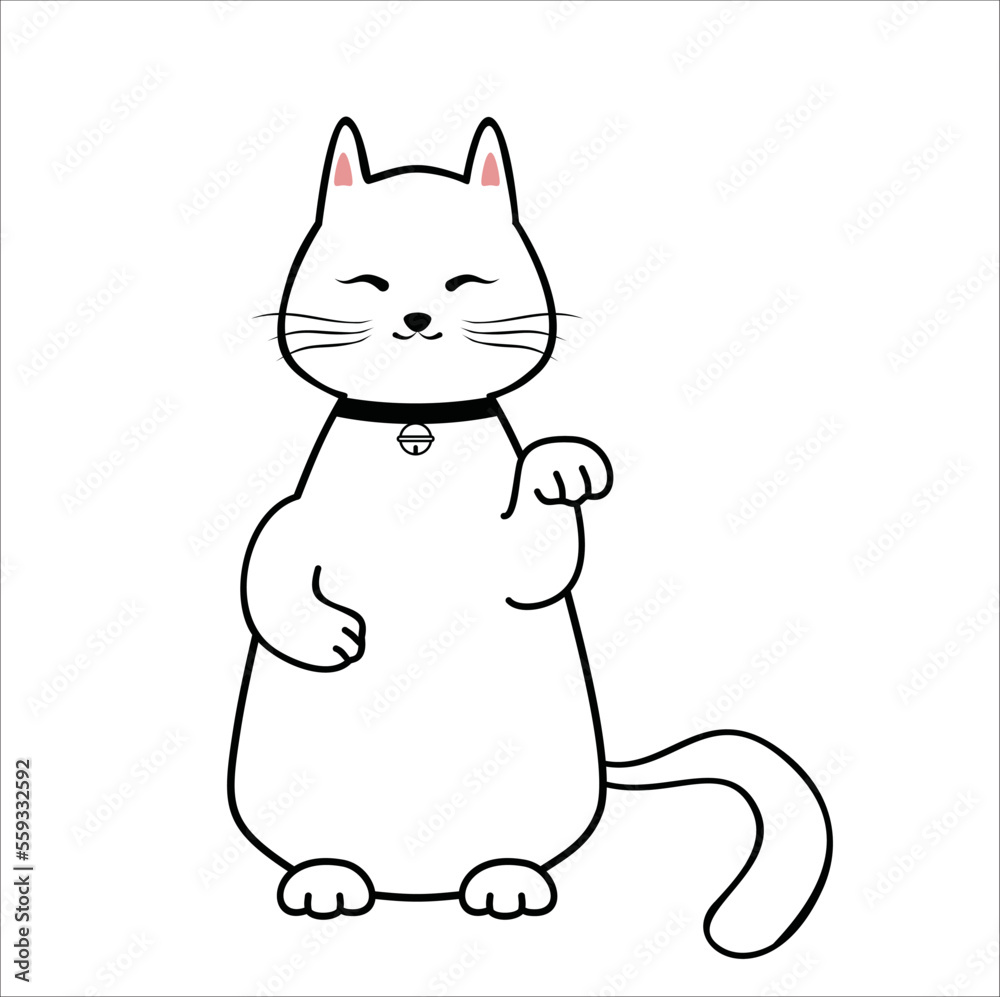 Obraz premium cat standing up vector illustration line art