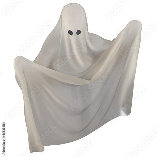 Gespenst, transparent, png, Halloween, weiss, 3D, textil, Leintuch, schwebend, isoliert 