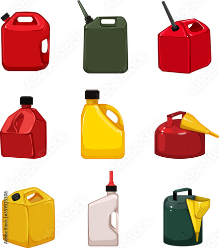fuel can set cartoon. oil gas, container petrol, liquid gasoline, gallon diesel, tank fuel can vector illustration