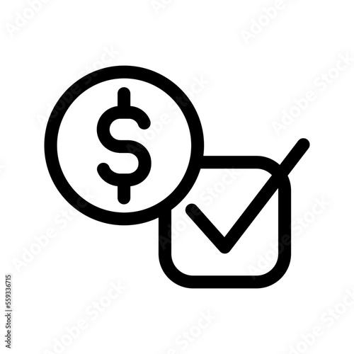 money with checkmark icon vector