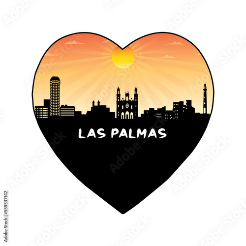 Las Palmas Spain Skyline Silhouette Retro Vintage Sunset Las Palmas Lover Travel Souvenir Sticker Vector Illustration SVG EPS